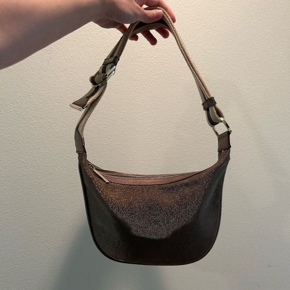 GUCCI Sherry Line Shoulder Bag Canvas Bronze Beige Brown